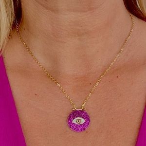 Adorable 18k gold plated evil eye necklace